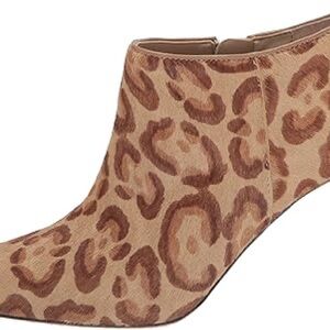 Leopard Print Ankle Boots Tan Brown